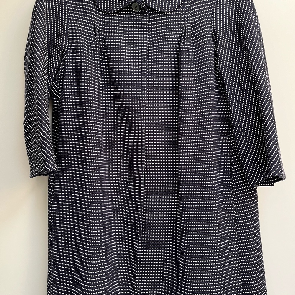 Paul & Joe navy polka-dot cotton twill duster coat.